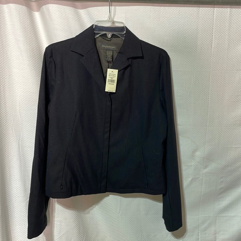 Banana Republic M charcoal wool lined front zip short jacket nwt vintage